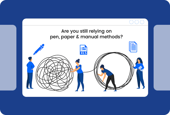 Pen, paper and manual methods illustration